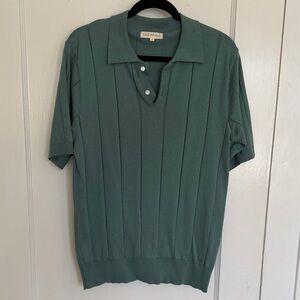 Far Afield Men's Green Knit Polo Shirt